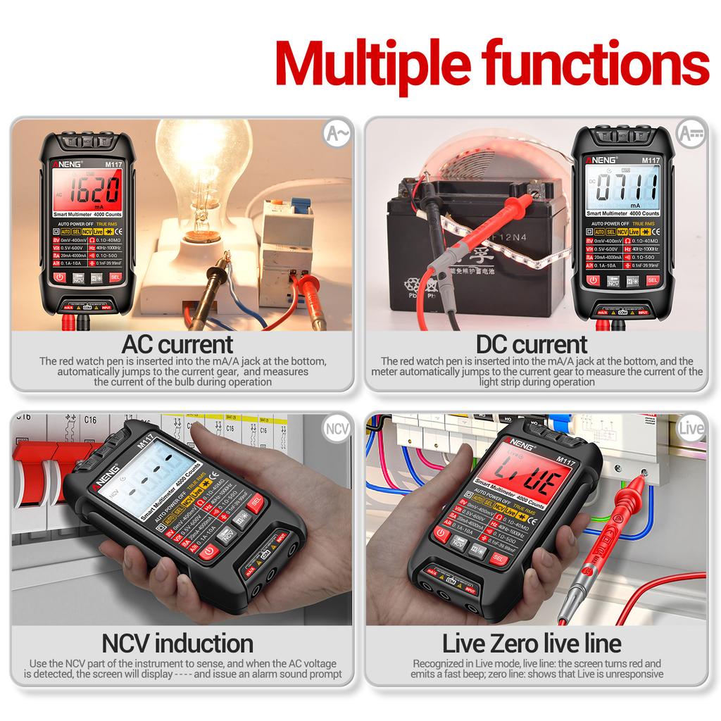 Мультиметр ANENG M117 Smart Digital 4000 Counts ACDC Voltage Current Meter Professional