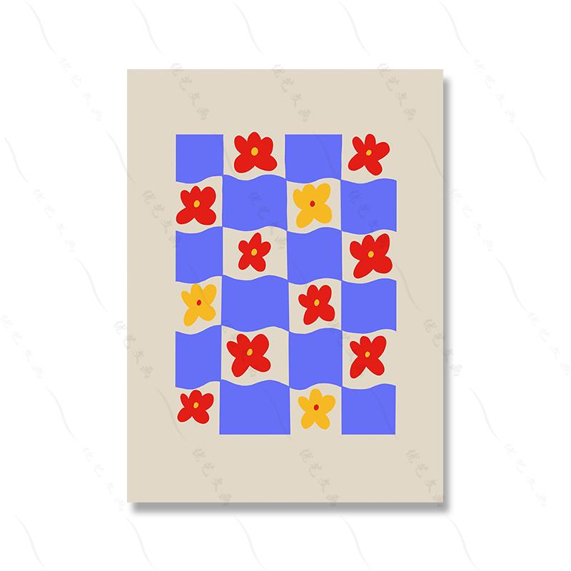 Flower Poster Wall Art Home Decor Funky Black White Smiley Modern Colorful Canvas Painting Living Room Maximalist Boho Picture