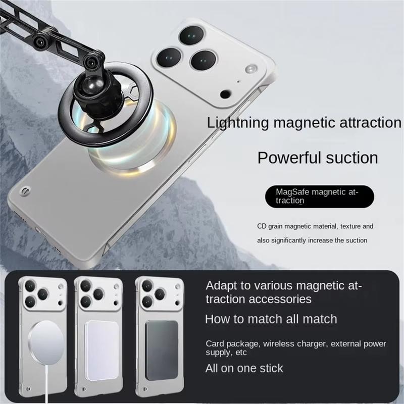 Ultra Thin Matte PC Frameless Phone Cases For iphone 17 16 15 14 13 12 Pro Max Plus 17 Air Case For Magsafe Magnetic Armor Cover