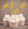 Darling Souvenir| Glitter Gold Easter Bunny Rabbit Cupcake Toppers Dessert Decoration Cupcake Toppers - Pack Of