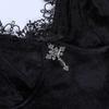Black Dark Dress Mini Cross Vintage Sexy Spaghetti Strap High Waist Slit Dresses Goth Party Club Women Dress