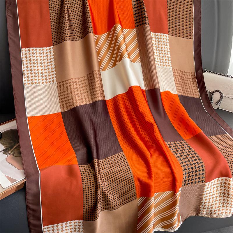 Новый шелковый шарф в клетку «гусиная лапка», дизайнерский хиджаб, мусульманская бандана, шаль, обертывание, шейный платок, аксессуары для одежды, фуляр, шарф-снуд