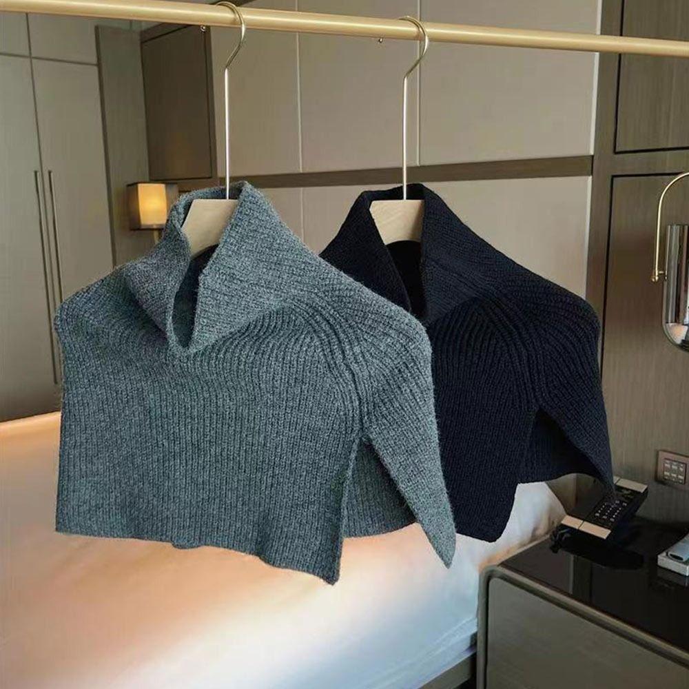 Winter Supplies Neck Wrap Shawl Solid Color High Collar Cross Scarf Gift Knitted Scarf