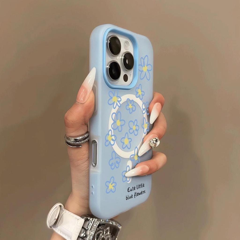 Jelly Magnetic 2-in-1 Phone Case, Trendy Female Heat Dissipation, Skin Feeling Goddess, Large Hole, Minimalist Style, Cartoon
