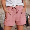 Summer Loose Casual Women Shorts New Fashion High Waisted Pleated Lace-up Wide Leg Shorts for Women Elegant Ladies Pockets Cotton Short Pants 1012