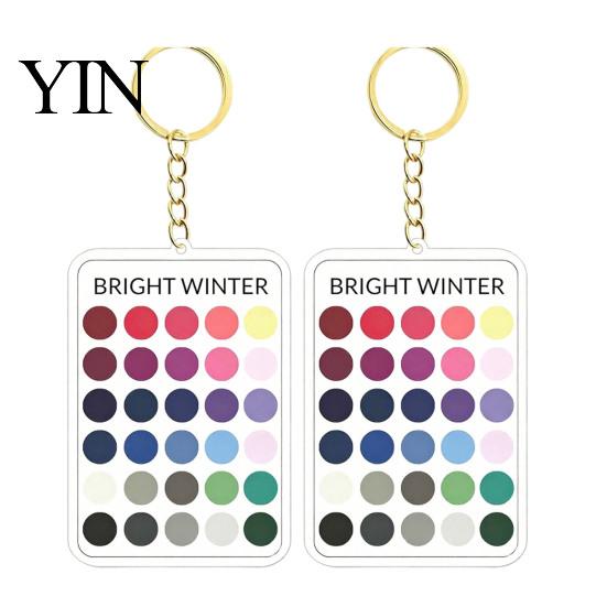 Makeup Color Guide 2Pcs Palette Keychain Pendant, Clear Acrylic Season Analysis Swatches Outfit Reference Keychain, Card, Gifts for Fashion Lovers