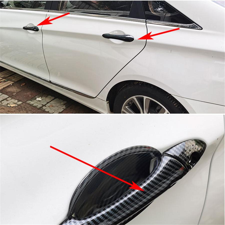 Для Hyundai Sonata 2011-2014 Накладки на ручки наружных дверей Стиль карбонового волокна