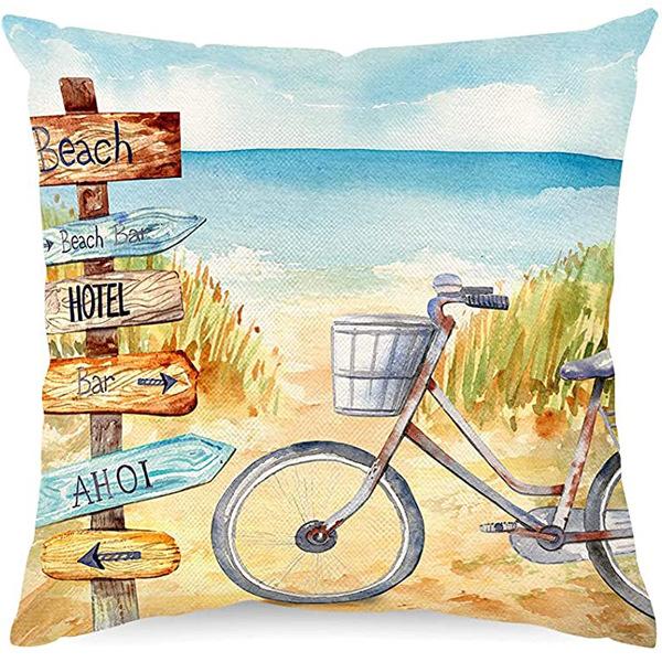 Summer Hot Style Ocean Style Pillow Beach Shell Pattern Blue Pillow Case Home Sofa Pillow Case Cushion Cover