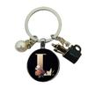 A-Z Letters Elegant Imitation Pearl Key Chain Charm Enamel 26 Letters Key Ring