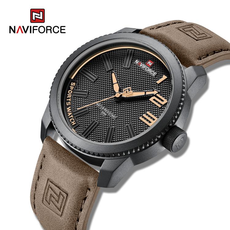 Naviforce NF9202 Креативные подарочные кожаные мужские часы Кварцевые модные спортивные наручные часы