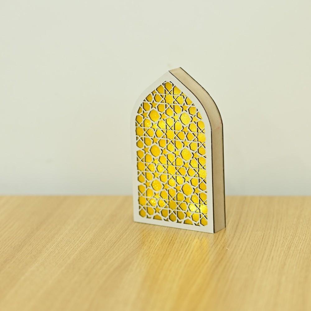 Moon Eid Desktop Ornament Creative Eid Wooden Decoration Handmade Night Light Ornament  Wedding