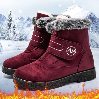 Зимние утолщенные плюшевые зимние сапоги женские из искусственного меха нескользящие теплые ботильоны женские из искусственной замши на плоской подошве с хлопковой подкладкой Botas