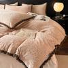 Зимний теплый комплект постельного белья из молочного бархата, 4 предмета, двухсторонний утолщенный пододеяльник, простыня, комплект из 3 предметов из кораллового флиса с теплыми простынями, наволочка