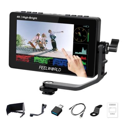 FEELWORLD F5 PROX Камерный монитор для прямой трансляции с 1920 x 1080 4K HDMI Пользовательская загрузка 3D LUT Полевой HDR RGB Яркость Аудио и Индикатор уровня Язык 1600 нит