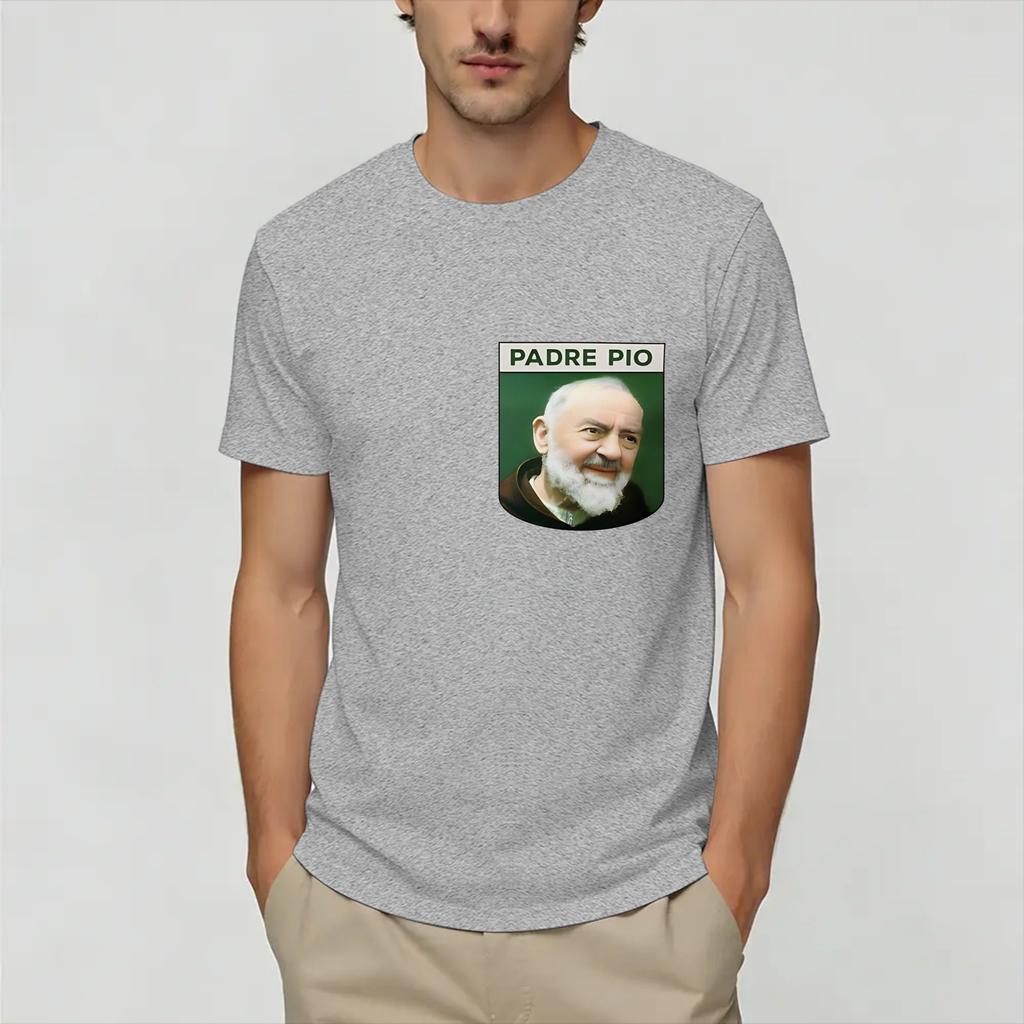 Padre Pio Unisexs T Shirt Casual Tees Short Sleeve Round Neck TShirt 100 Cotton Plus Size Clothes