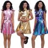 Женское блестящее платье Металлический костюм Без рукавов Футуристический Без рукавов Космический Скейтбордист Диско Голографическое Вечернее платье