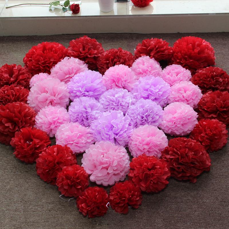 Holiday Supplies 10 " (25cm )Fluffy Tissue Paper Pom Poms Hanging Rose Flower Balls Garlands Wedding Baby Shower Party Decoration