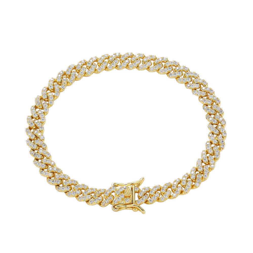 BB237 6mm Brass Cubic Zircon Cuban Bracelet Fashion Women Chain Bracelets