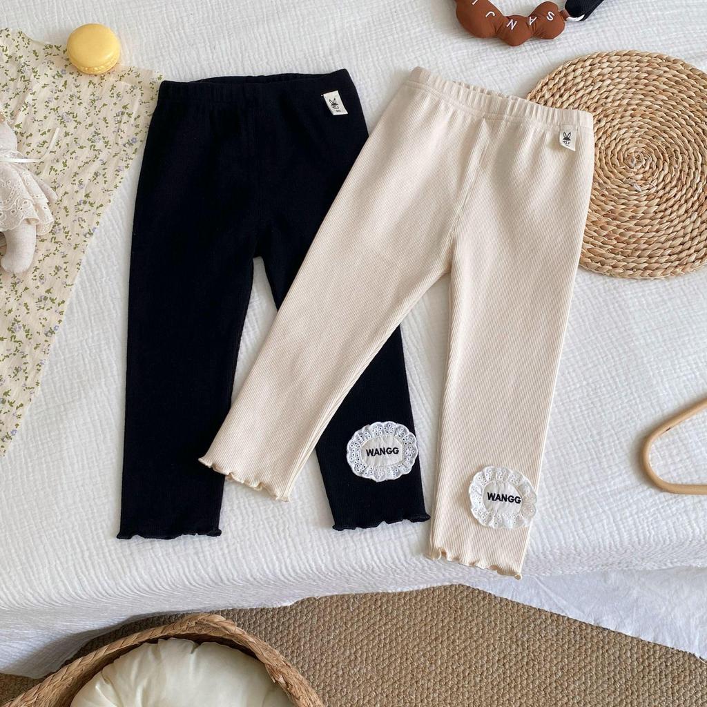 2025 Новый Осенний Стиль Леггинсы Однотонные с Латками на Коленях для Девочек Ясельного Возраста: Модная и универсальная верхняя одежда и брюки