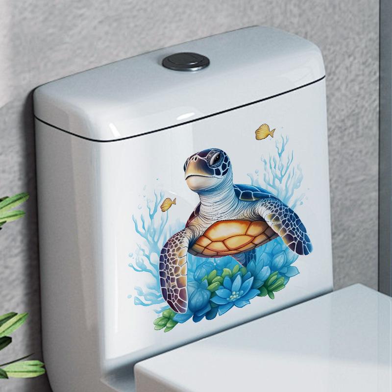 Photo of Turtle Toilet Sticker Ceramic Tile Water Tank Decoration Self-adhesive Sticker