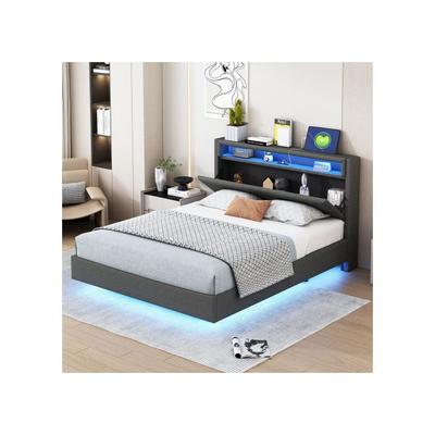 Кровать - - 140x200 см - USB-порт - Светодиодная подсветка - Реверсивное изголовье