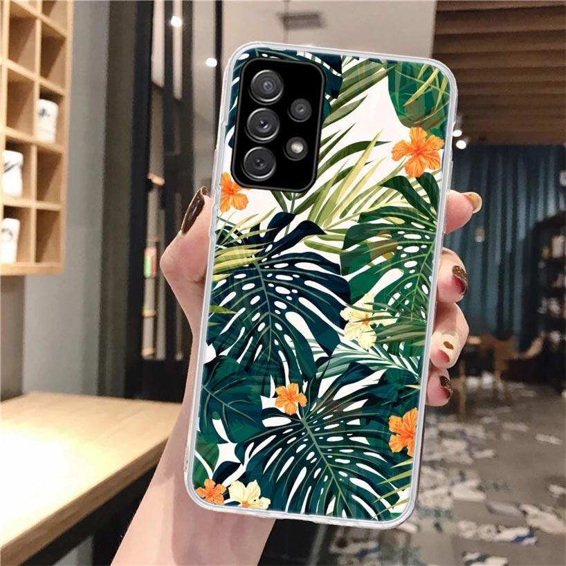 Летние тропические растения Зеленый лист Чехол для телефона Для Samsung Galaxy A56 A55 A54 A53 A16 A15 A14 A13 A36 A35 A34 A33 A26 A25 A24 A23