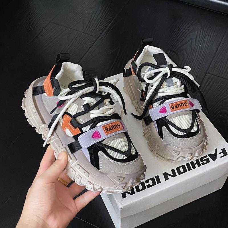 2024 Women Color Block Thick Sports Shoes Designer Bottoming Running Shoes Fashionable Casual Height Increasing Casual Shoes