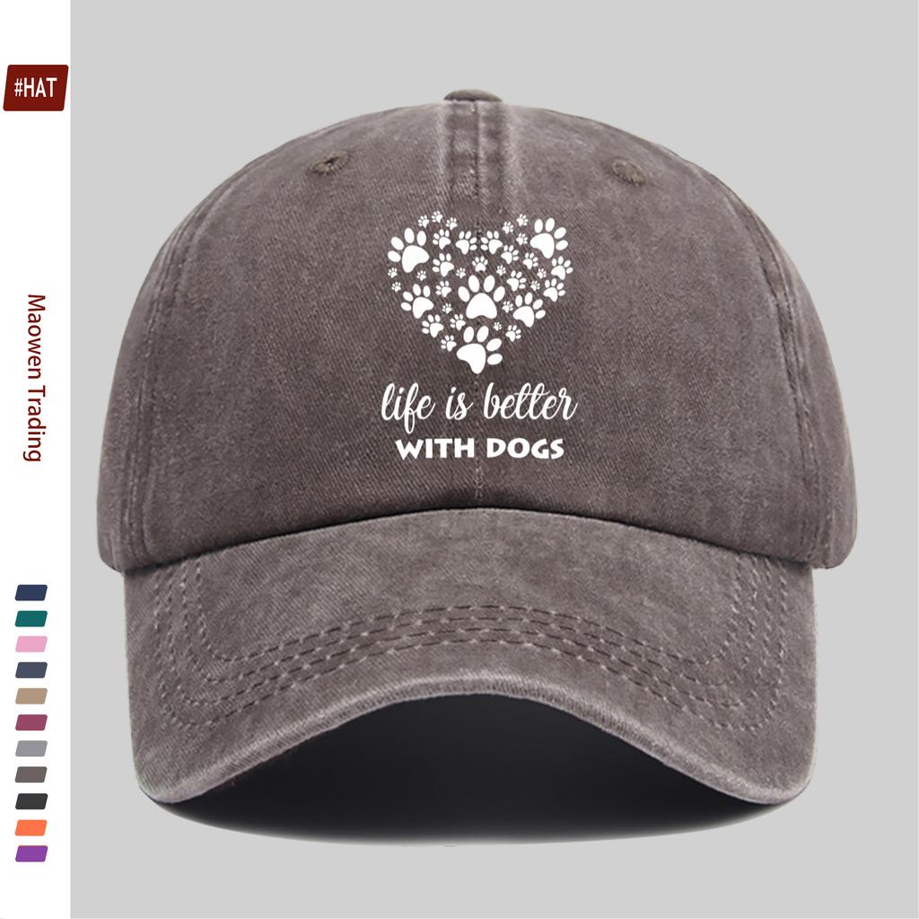 pc HeartShaped Paw Print Dog Lover Pattern Printed Baseball Cap Casual Decorative Design Sun Hat Comfortable And Lightweight
