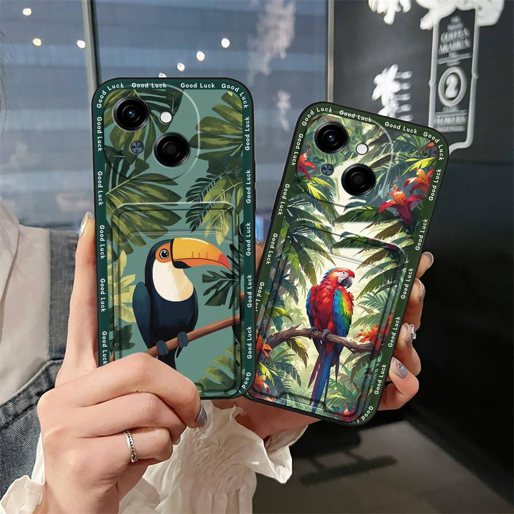 Cover Cute Phone Case For Tecno POP9 4G/Spark GO 1/KL4 Card Bag Back Cover Durable Dirt-resistant Graffiti Soft Case TPU