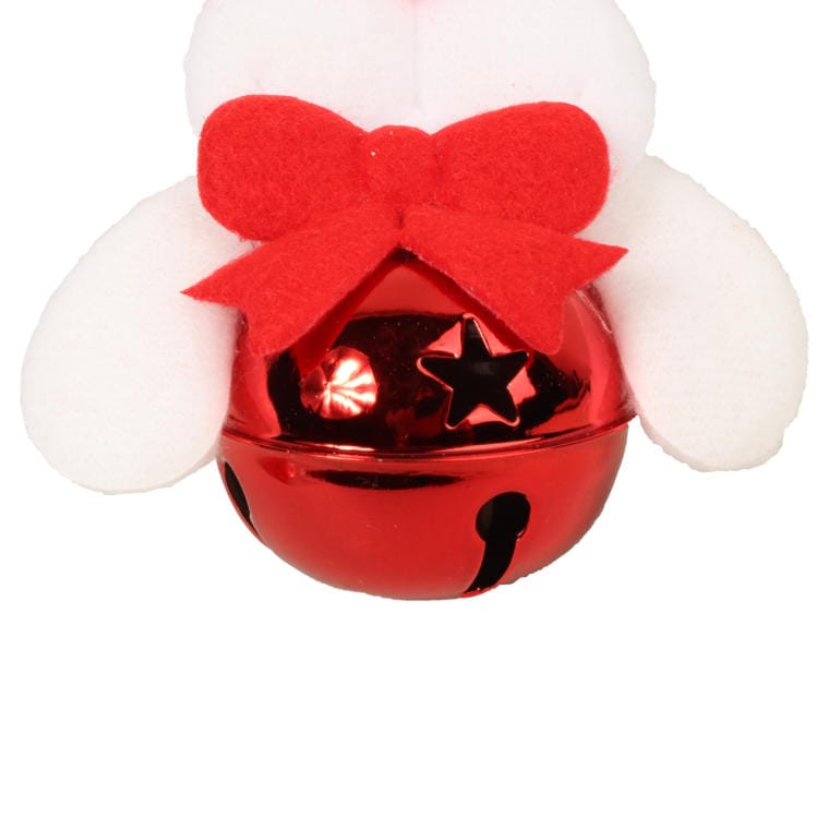 Plush Reindeer with Bell - Pendant White 10cm