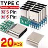 20-1 шт. 5/6-контактные female разъемы Type C USB Электрические клеммы Пайка DIY Кабель данных Поддержка Платы PCB Разъем Оборудование Ремонт