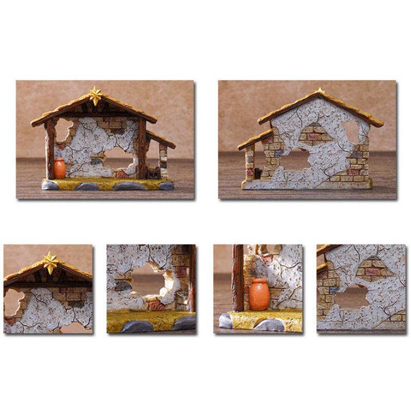 Рождественский хлев, дом, сарай, статуя, ясли, сцена, скульптура, украшение, полимерная фигурка, религиозный подарок, украшение, декор для рабочего стола