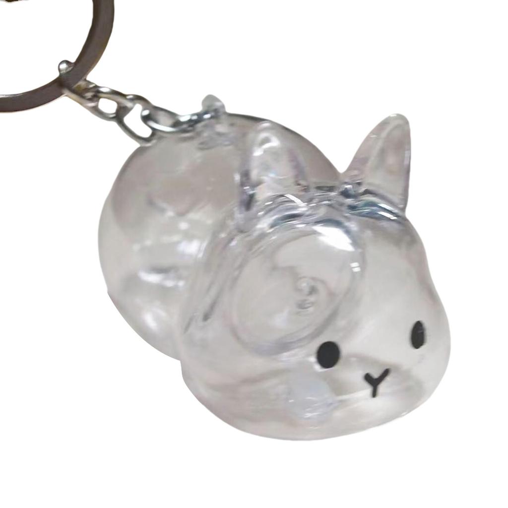 Funny Rabbit Shape Hair Storage Keepsakes Box Keychain Plastic Clear Pet Furs Collector Pendant Decors Pet Lover Gift