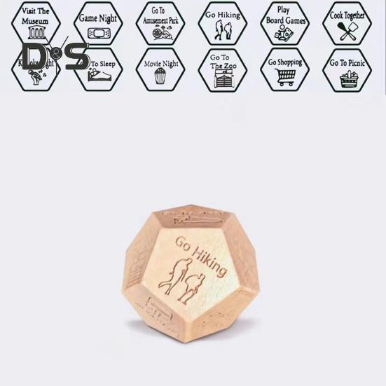 12 Sides Food Decision Dice Wooden Couple Date Night Ideas Dice Portable Dinner Takeaway Decider Dice Adults Girlfriend Boyfriend Date Night Props