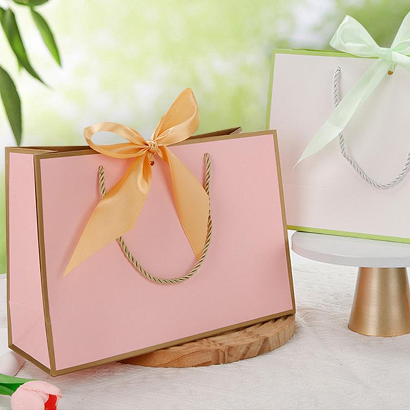 1 шт. Подарочный пакет Многоцветный подарочный бумажный пакет для пижам одежды Крафт-бумага Книги Бант Лента Портативный с ручкой