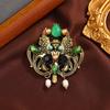 Vintage Baroque Hollow Jade Pearl Brooch Classic Vintage Women'S Clothing Blazer Accessories