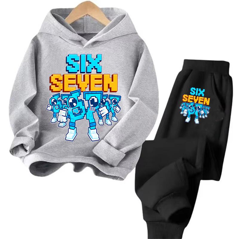 Six Seven Print 3-12Y Kids Hoodies Sets Italian Brainrot BrainRot Tracksuit Children's 67 Korean Sweatshirt Girls Boys Clothes