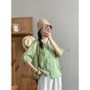 1116 literary and retro summer temperament beautiful short-sleeved loose cotton and linen women's shirt