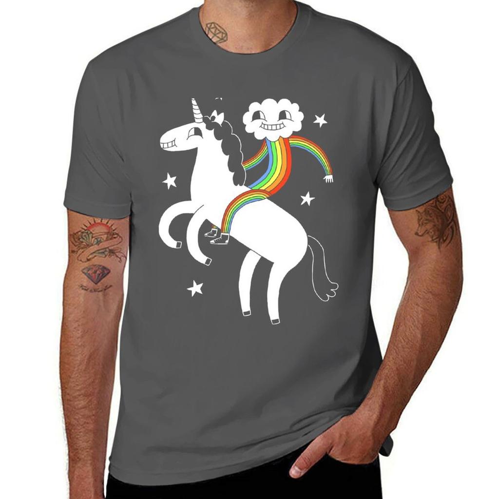 Unicorn Rainbow Boy Tshirt Classic Crew Neck Cotton Tshirt