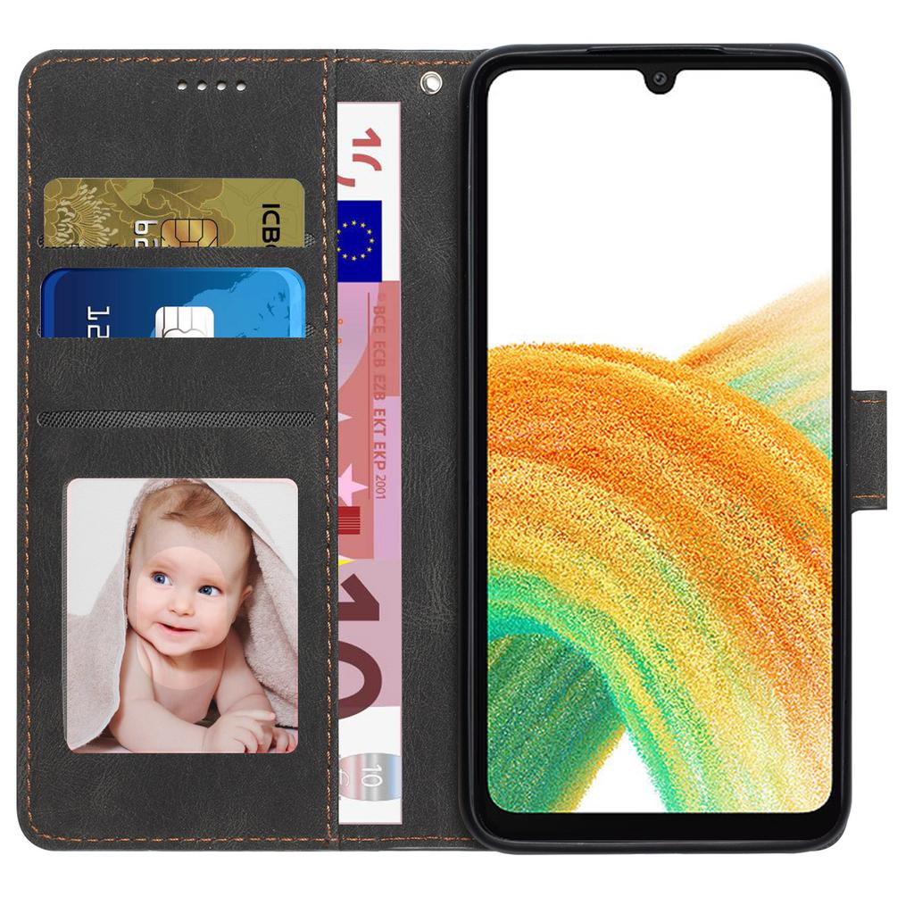 Для Samsung Galaxy A24 4G (162,1 х 77,6 х 8,3 мм) Противоударный кожаный чехол-подставка для телефона, кошелек-обложка с ремешком