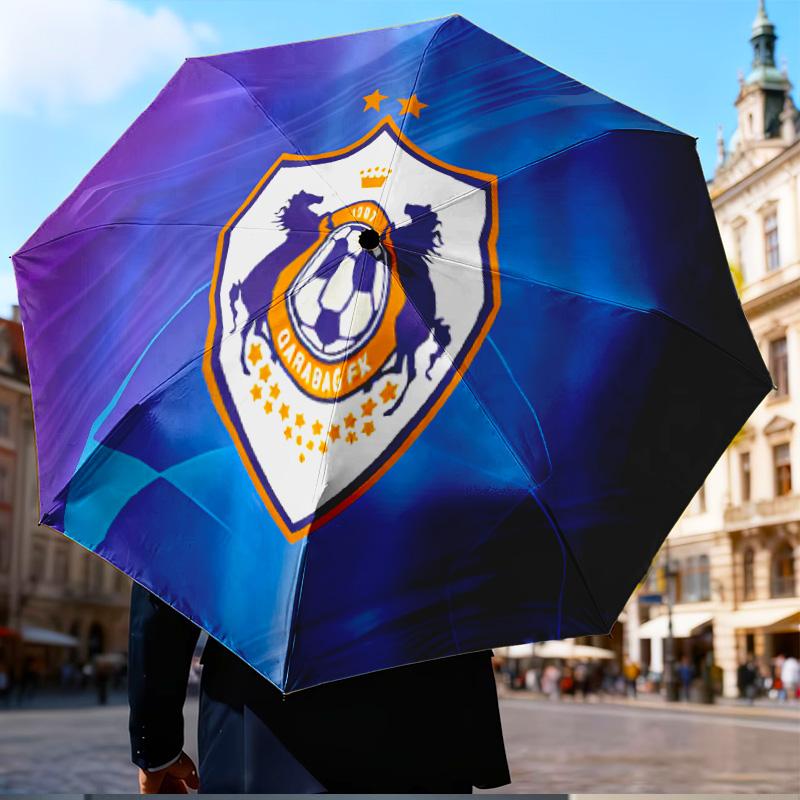 Soccer Team Qarabag Design Mini Five-Fold Lightweight Umbrella, Eight-Bone Frame, for Home Travel and Outdoor Use in Any Season Fan Gifts
