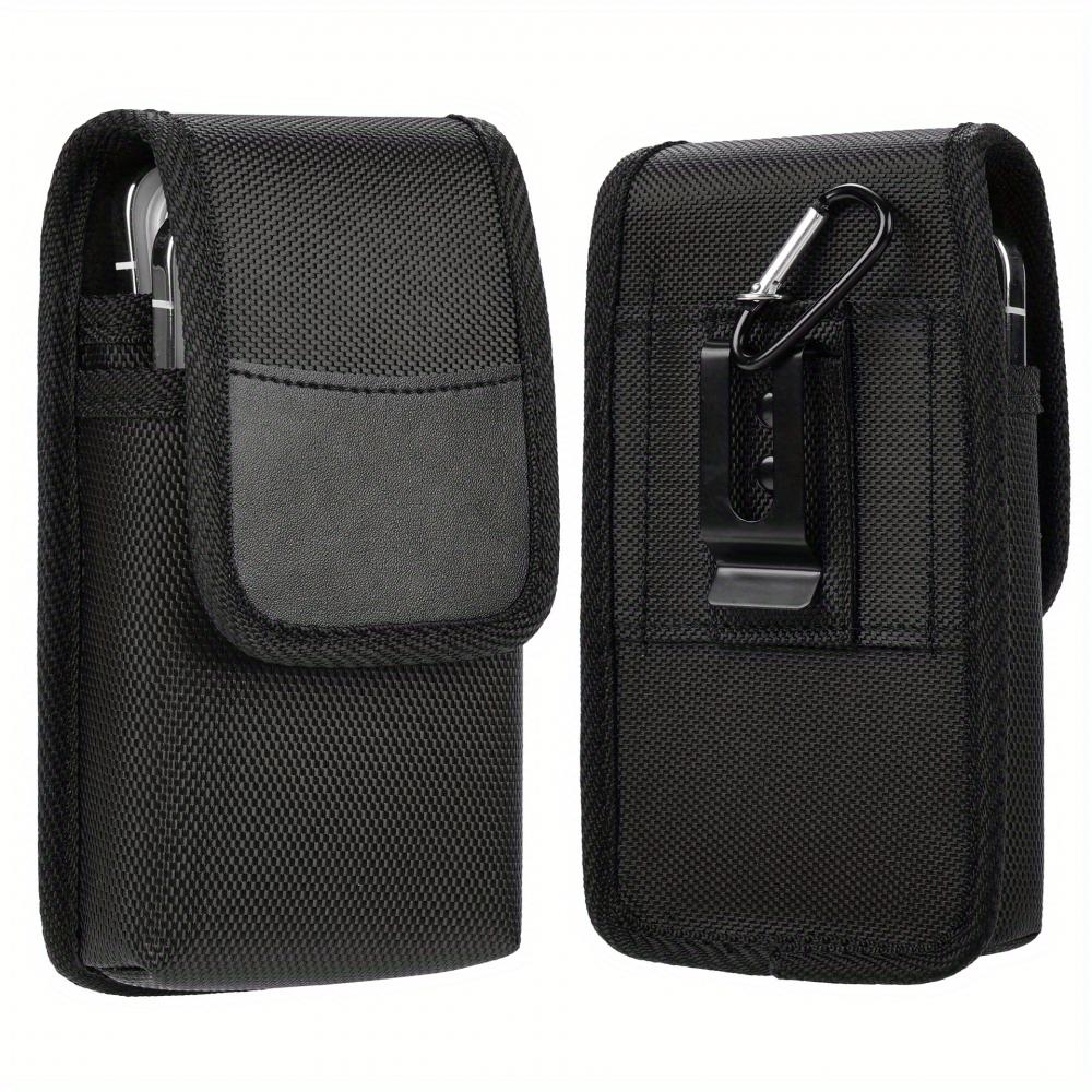 Universal Phone Bag Under 7.5 Inches Nylon Dual Pocket Cell Phone Belt Pouch Case Men's Outdoor Bag for iPhone 16 15 Samsung S23