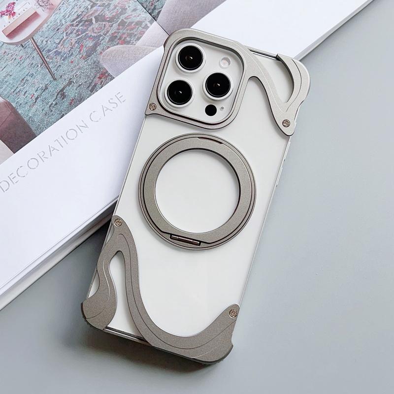 Роскошный безрамный чехол из алюминиевого сплава для iPhone 16 Pro 15 Pro Max для Magsafe, ударопрочный прозрачный чехол из ПК с жесткой магнитной задней крышкой