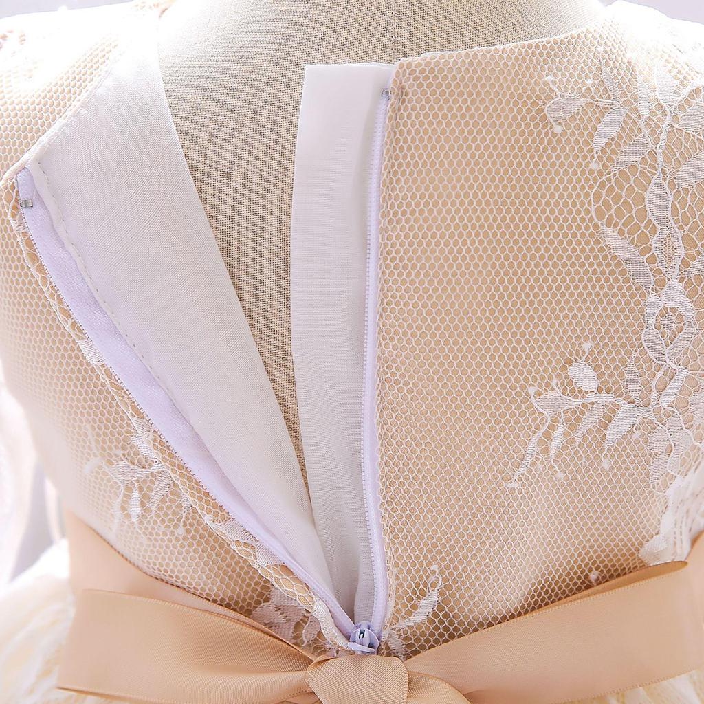 Платье подружки невесты с большим бантом для девочек на крестины 1 года, платье принцессы на день рождения, костюм, вечернее свадебное платье с короткими рукавами