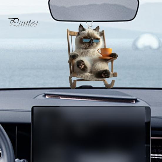 Кресло-качалка, подвесное украшение в виде кота, домашняя рождественская елка, зеркало заднего вида автомобиля, 2D, плоский акриловый котенок, подвесное украшение, мультяшное животное, кулон