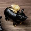 Креативная Милая Черная Летающая Свинья Статуя Животное Смоляная Скульптура Домашний Декор Винная Полка Книжная Полка Настольное Украшение Фигурка Свиньи