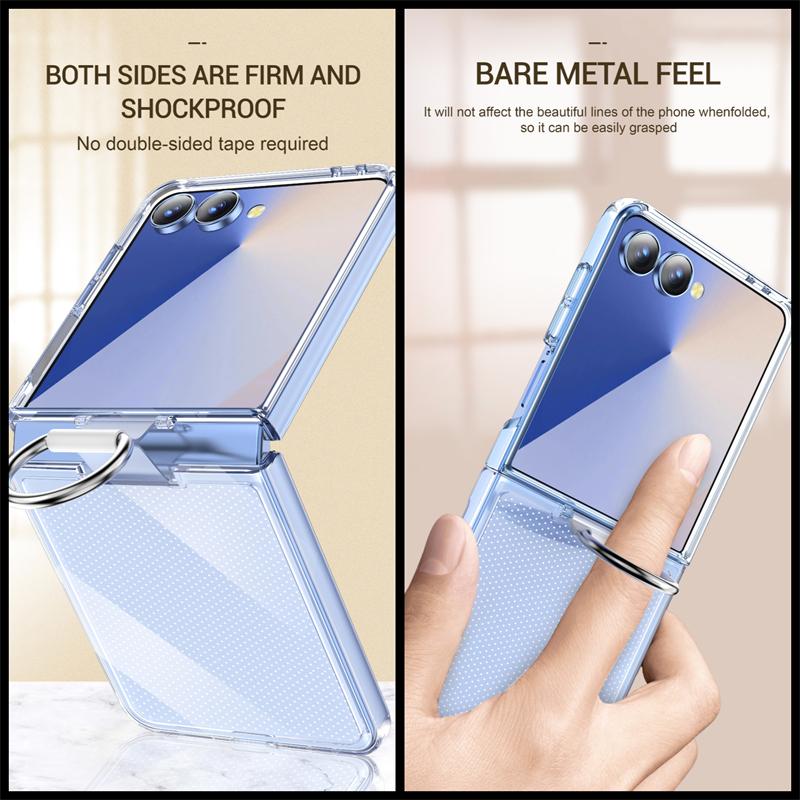 Противоударный чехол для телефона с держателем-кольцом для Galaxy Z Flip 7 6 5 4 3 5G Для Samsung Z Flip7 ZFlip7 flip6 Жесткая задняя крышка-броня из поликарбоната