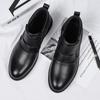 Fashion Male Casual Genuine Leather Boots Classic Monk Strap High Top Shoes Men Business Motorcycle Boots Men Winter Plush Snow Boots