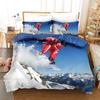 Ski Duvet Cover Set Microfiber Extreme Sports Theme Twin Bedding Winter Sport Ski Snow Mountain Landscape Queen King Quilt Cover