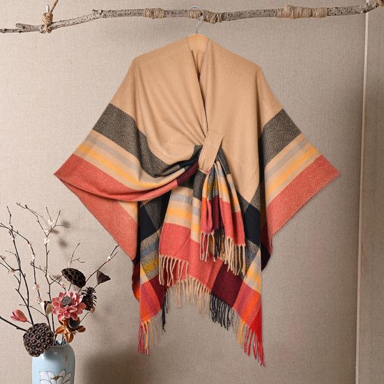 Шаль шарф с цветным полосатым принтом имитация кашемира накидка вечерняя одежда свадьба теплый зимний шарф